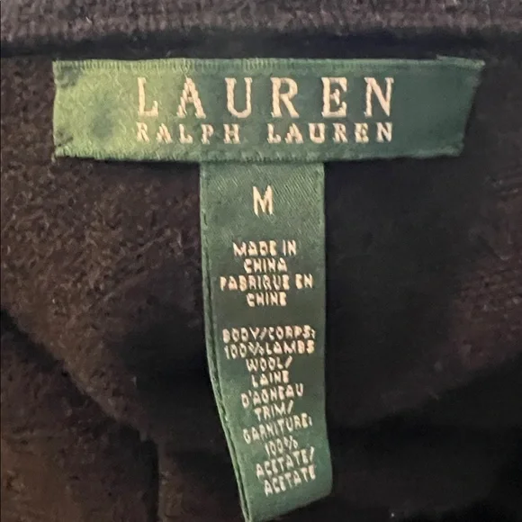 Lauren Ralph Lauren 100% Wool Knit Sweater Blazer Black jacket Sz M - Picture 9 of 9